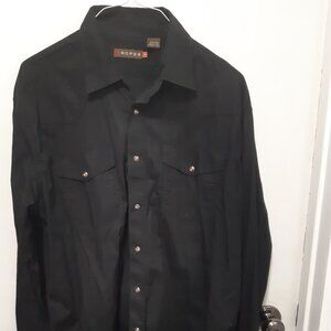 Men's Cotton Black Roper Shirt with snaps Size L